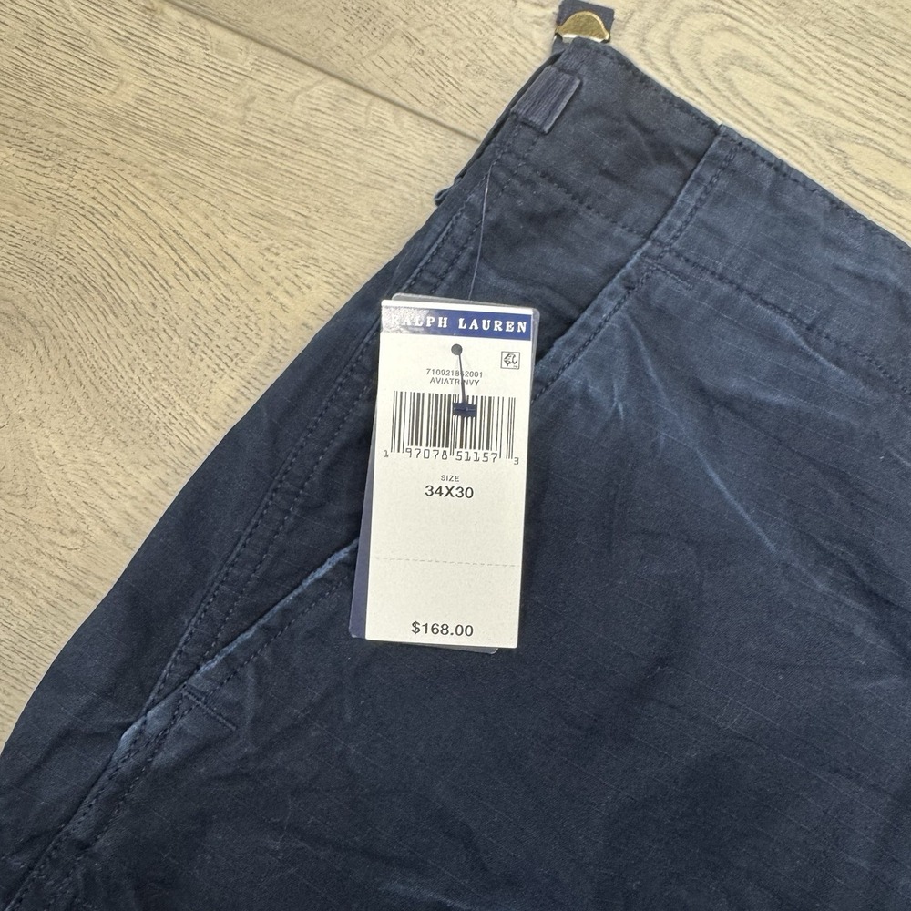 NWT Polo Ralph Lauren Navy Blue Cargo Utility Pants Men's Sz 34x30 Cinch - Picture 8 of 16